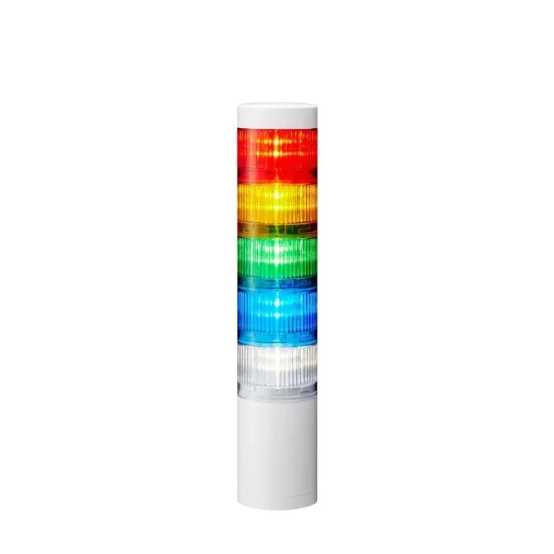 Patlite Signal Tower Buzzer with 5 Lights Blue Amber Clear White Red Green LED 24V Direct Mount LR6-502WJNW-RYGBC