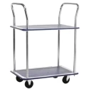 RS PRO Steel Frame 2 Shelf Trolley with 2 Fixed and 2 Swivel Wheels, 470 mm Platform Length, 725 mm Platform Width 251-918