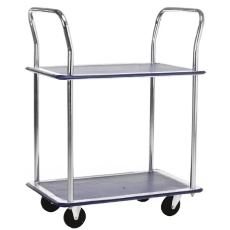 RS PRO Steel Frame 2 Shelf Trolley with 2 Fixed and 2 Swivel Wheels, 470 mm Platform Length, 725 mm Platform Width 251-918