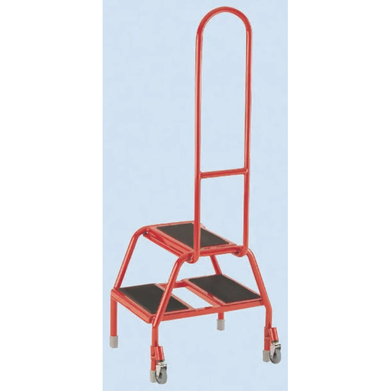 RS PRO 2 Tread Rubber Steel Steps 0.39m Platform Height, Red 252-006