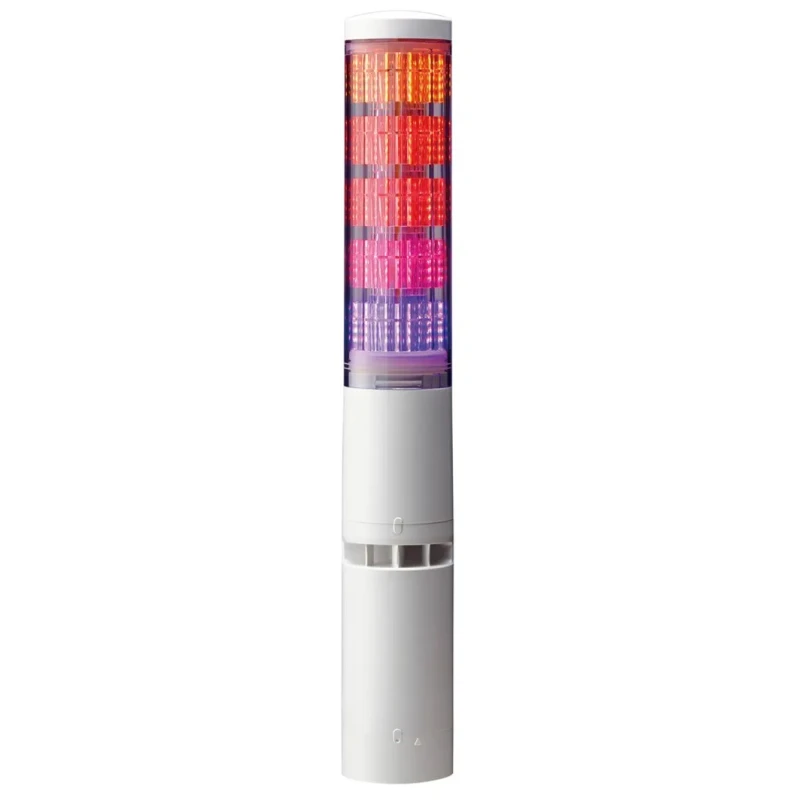 Patlite LA6 Series Clear Signal Tower Buzzer, 5 Lights, LED, 24V DC, IP54, Multifunction, Height 428mm LA6-5DTNWB-POE