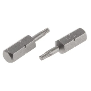 RS PRO Screwdriver Bit, 6.35 mm Drive Size, T9 Tip, Hex Drive, 25 mm Overall Length, Chrome Vanadium Steel 252-898