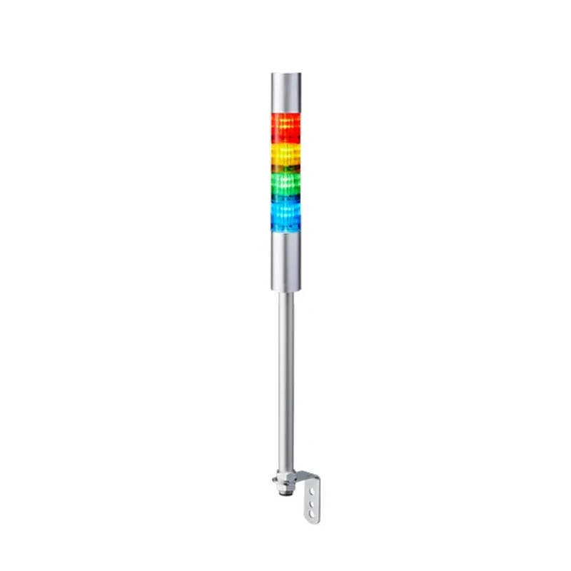 Patlite Signal Tower Buzzer 24V DC, 4 Light Elements Amber White Blue Clear Red Green Pole Mount LR4-402LJBU-RYGB