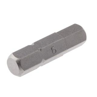 RS PRO Chrome Vanadium Steel Hex Screwdriver Bit 6 mm Tip, Hex Drive, 25 mm Overall 253-223