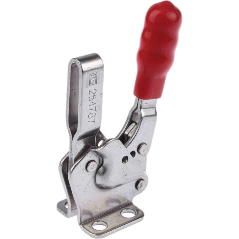 RS PRO Horizontal Handle Toggle Clamp 94° Jaw Opening Stainless Steel Chrome Finish 75kg Holding Force 254-787