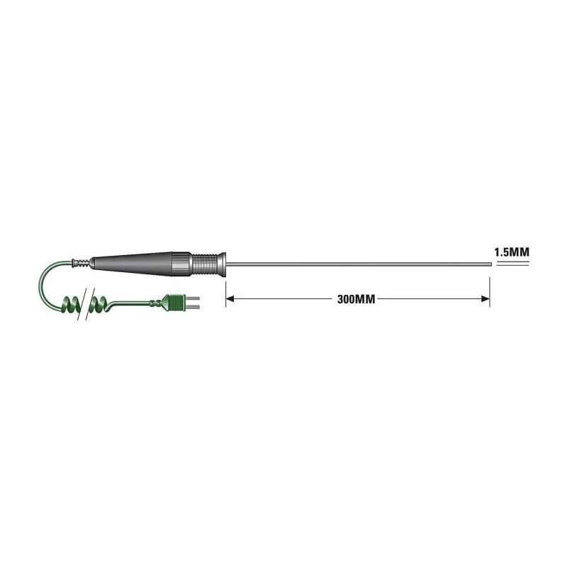 RS PRO K General Temperature Probe, 300 mm Length, 1.5 mm Diameter, 1100 °C Max 255-594