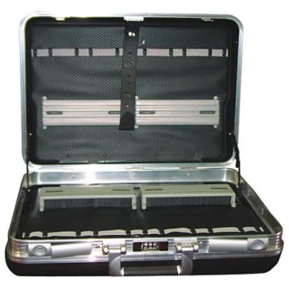 Sgos Plastic Tool Case with 2 Compartments, Movable Trays, Key and Combination Lock, Black, 215 mm x 465 mm x 352 ATOMIKPSS