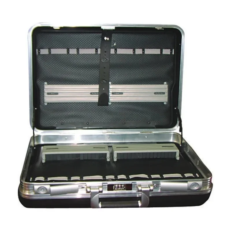 Sgos Plastic Tool Case with 2 Compartments, Movable Trays, Key and Combination Lock, Black, 215 mm x 465 mm x 352 ATOMIKPSS