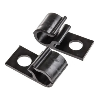HellermannTyton Black Polyacetal Cable Clip, Screw Fixing, 10 mm Maximum Bundle Diameter, D-Clip Series 211-70200 8D10-POM-BK