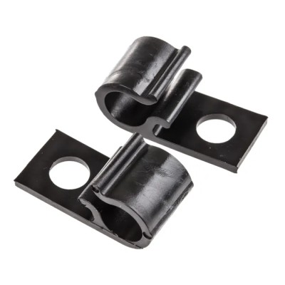 HellermannTyton Black Polyacetal Cable Clip, Screw Fixing, 10 mm Maximum Bundle Diameter, D-Clip Series 211-70200 8D10-POM-BK