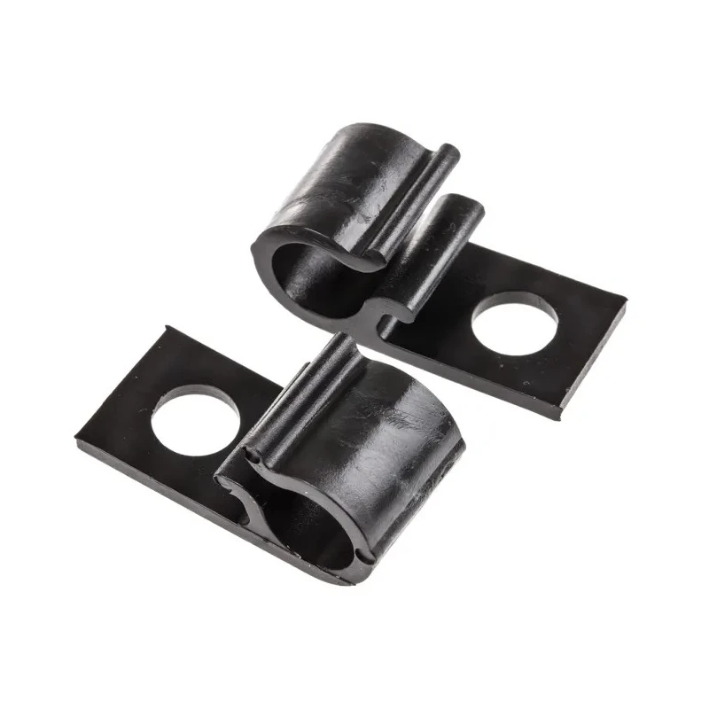 HellermannTyton Black Polyacetal Cable Clip, Screw Fixing, 10 mm Maximum Bundle Diameter, D-Clip Series 211-70200 8D10-POM-BK