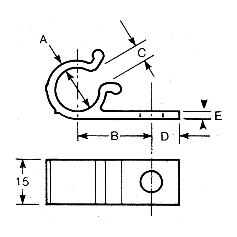HellermannTyton Black Polyacetal Cable Clip, Screw Fixing, 10 mm Maximum Bundle Diameter, D-Clip Series 211-70200 8D10-POM-BK