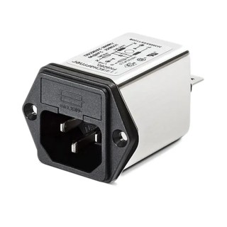 Schaffner 250V AC 6A Panel Mount IEC Filter Double Fused with Male Connector and Faston Termination FN9260-6-06