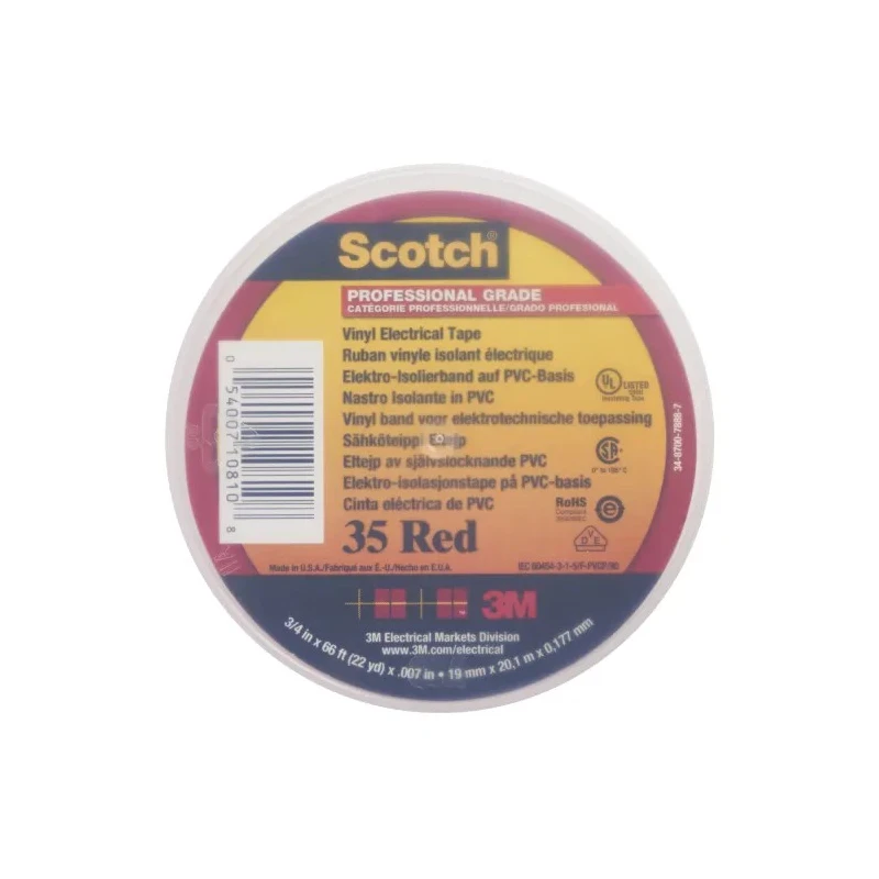 3M Scotch™ 35 Red Polyvinyl Chloride Electrical Tape, 19mm Width x 20m Length SCOTCH 35 ROUGE 20 X 19