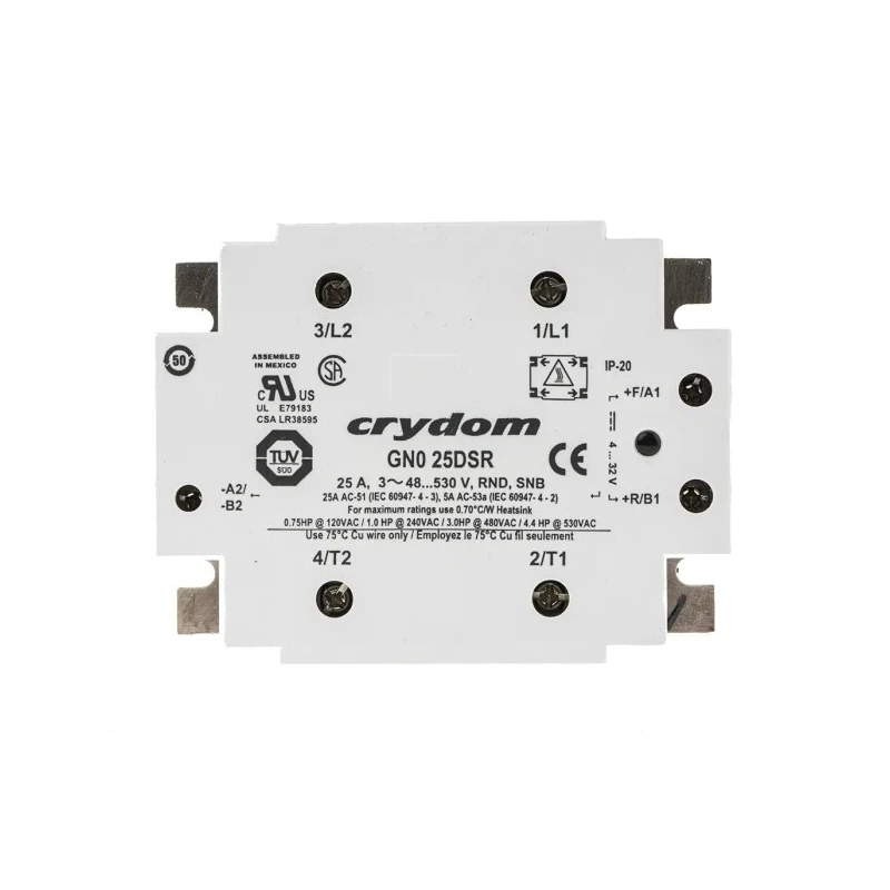 Crydom GN0 Series Solid State Relay Panel Mount 24 A Load 530 Vrms Load 32V dc Control GN025DSR