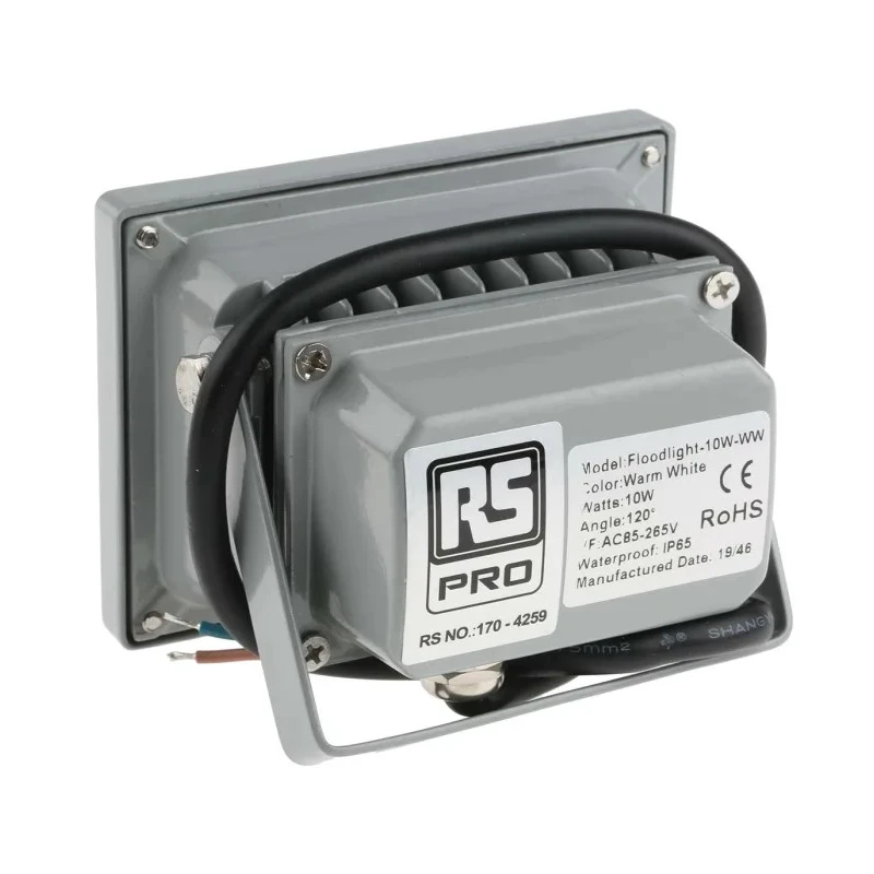 RS PRO Floodlight, 1 LED, 10 W Warm White, 1050 lm, IP65 170-4259