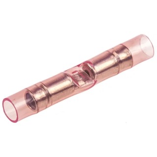 TE Connectivity PIDG Butt Splice Connector, Red Insulated Nylon Sleeve, Copper Tin Plated Contact, 16 AWG 320559
