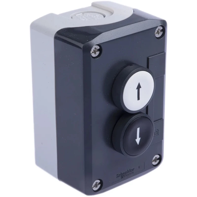 Schneider Electric Spring Return Enclosed Push Button DPST Polycarbonate Grey Enclosure 1 Cutout IP66 IP67 IP69K XALD222