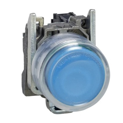 Telemecanique Harmony XB4 Series Push Button Switch Spring Return Panel Mount 22 mm Cutout SPST Blue LED IP66 IP67 XB4BP61