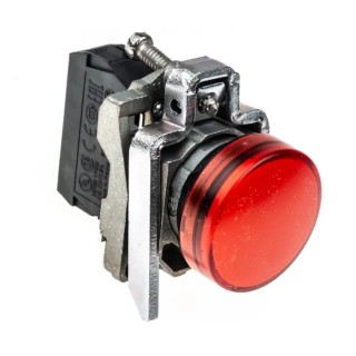 Schneider Electric Panel Mount Red LED Pilot Light Harmony XB4 22 mm Cutout 240V AC Metal Body XB4BVM4
