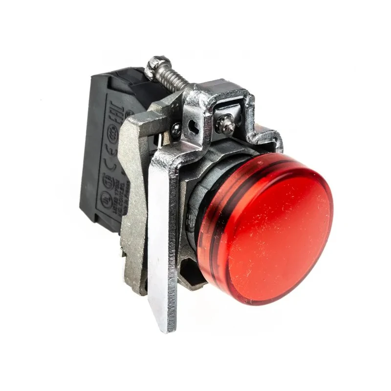 Schneider Electric Panel Mount Red LED Pilot Light Harmony XB4 22 mm Cutout 240V AC Metal Body XB4BVM4