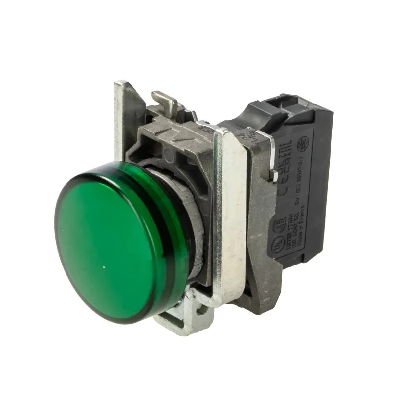 Schneider Electric Panel Mount Green LED Pilot Light Harmony XB4, 22 mm Cutout, 24 V AC/DC, Metal Body, IP66 IP67 XB4BVB3