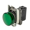 Schneider Electric Panel Mount Green LED Pilot Light Harmony XB4, 22 mm Cutout, 24 V AC/DC, Metal Body, IP66 IP67 XB4BVB3