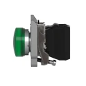 Schneider Electric Panel Mount Green LED Pilot Light Harmony XB4, 22 mm Cutout, 24 V AC/DC, Metal Body, IP66 IP67 XB4BVB3