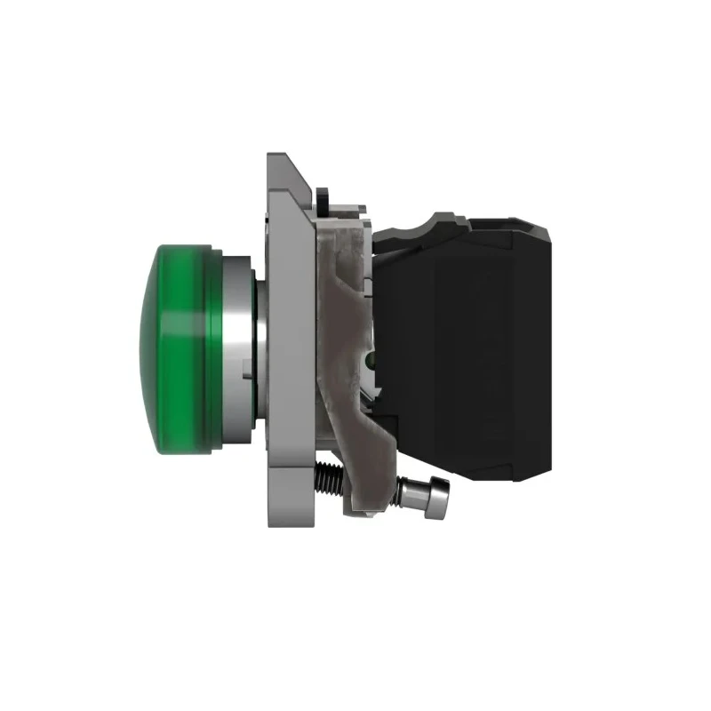 Schneider Electric Panel Mount Green LED Pilot Light Harmony XB4, 22 mm Cutout, 24 V AC/DC, Metal Body, IP66 IP67 XB4BVB3