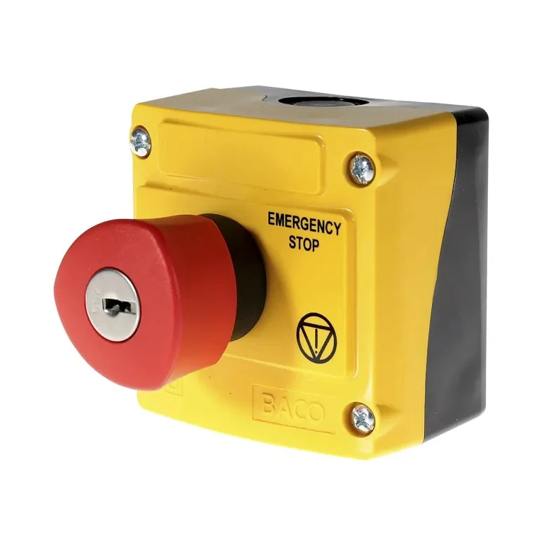 BACO LBX1 Series Key Release Emergency Stop Push Button Surface Mount, 22 mm Cutout, 2 NC Contacts, IP66 