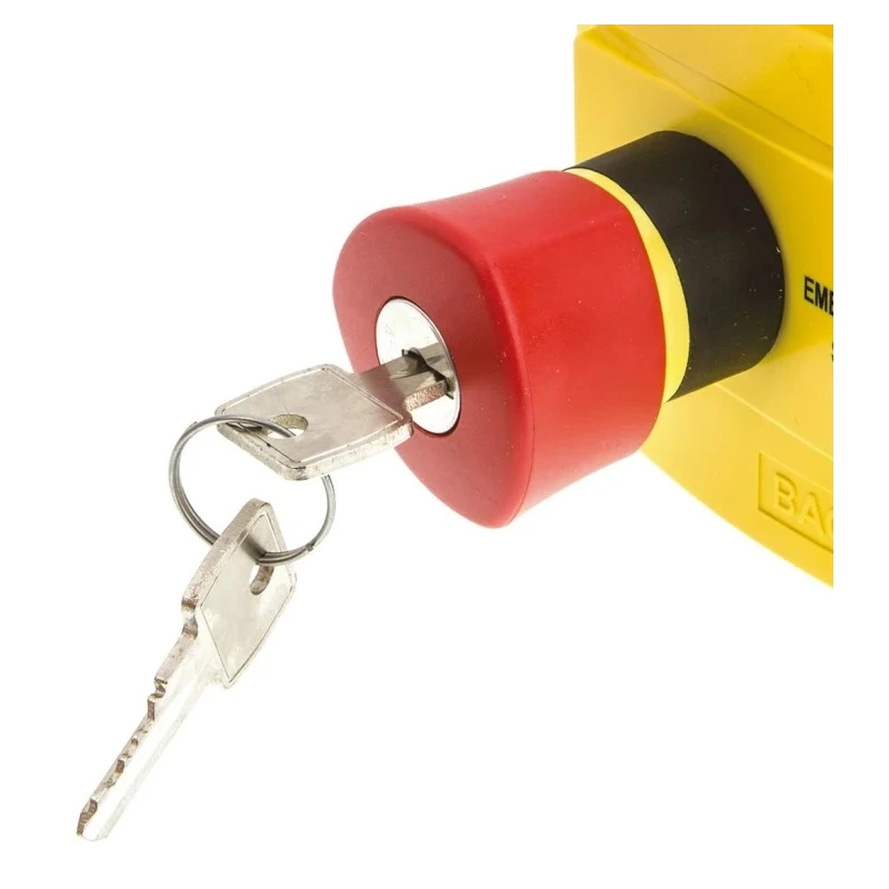 BACO LBX1 Series Key Release Emergency Stop Push Button Surface Mount, 22 mm Cutout, 2 NC Contacts, IP66 