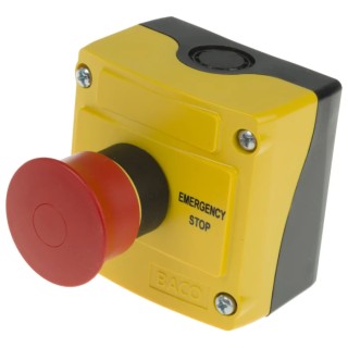 BACO LBX1 Series Pull Release Emergency Stop Push Button, Surface Mount, 22mm Cutout, 2 NC, IP66 LBX1