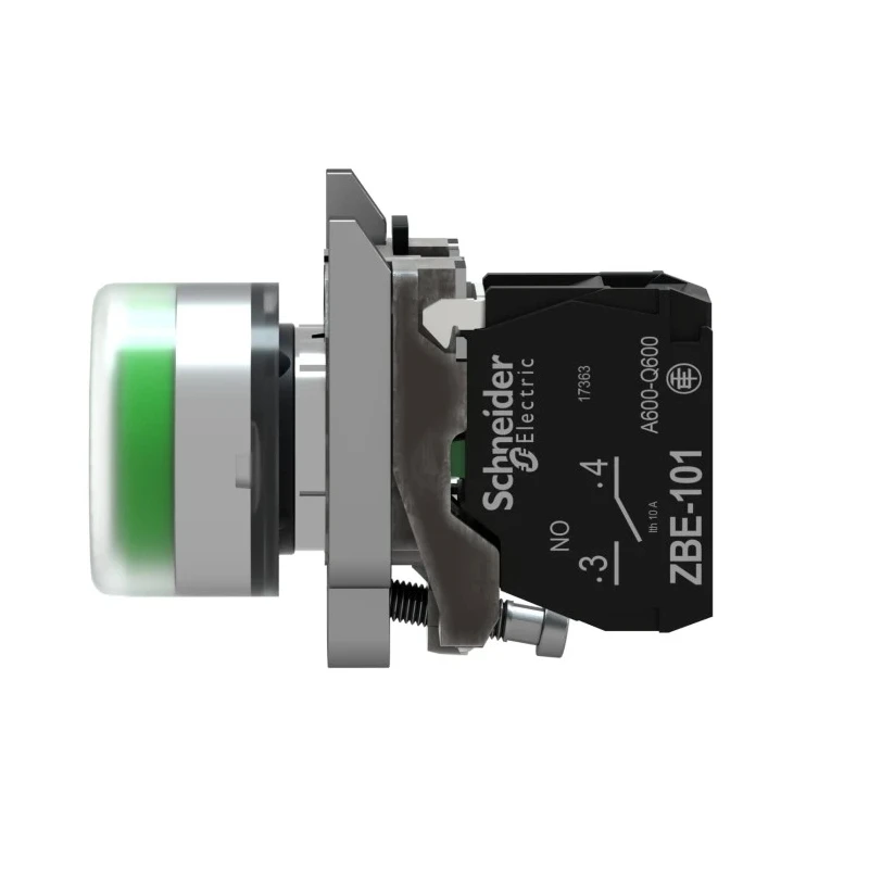 Schneider Electric Harmony XB4 Series Push Button Switch, Spring Return, Panel Mount, Green LED, 22 mm Cutout, SPST XB4BP31