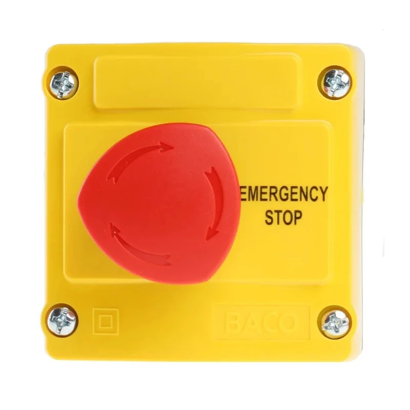 BACO Emergency Stop Push Button Surface Mount 22mm Cutout 1 NC Contact IP66 LBX1