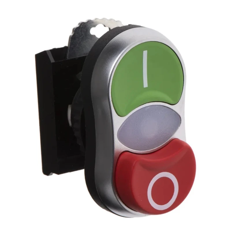 BACO Green, Red Spring Return Push Button Head, 22 mm Cutout Diameter, Round Plastic, IP66 L61QK21