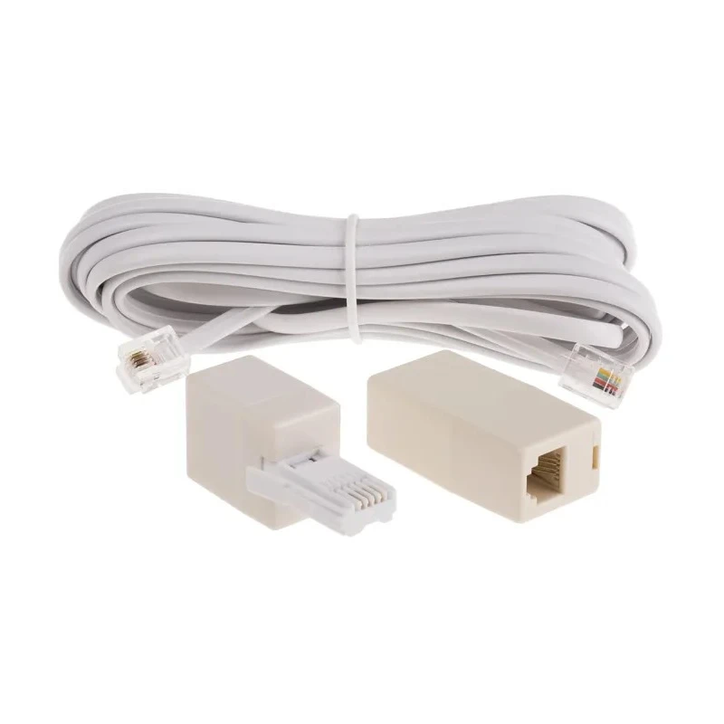 RS PRO Female BT to Male Telephone Extension Cable, White Sheath, 5 m 331-7698