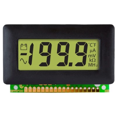 Lascar 8556 Series Digital Voltmeter DC LCD Display 3.5-Digits ±1 % 32 mm Cutout Width 62 mm DPM 700S-0