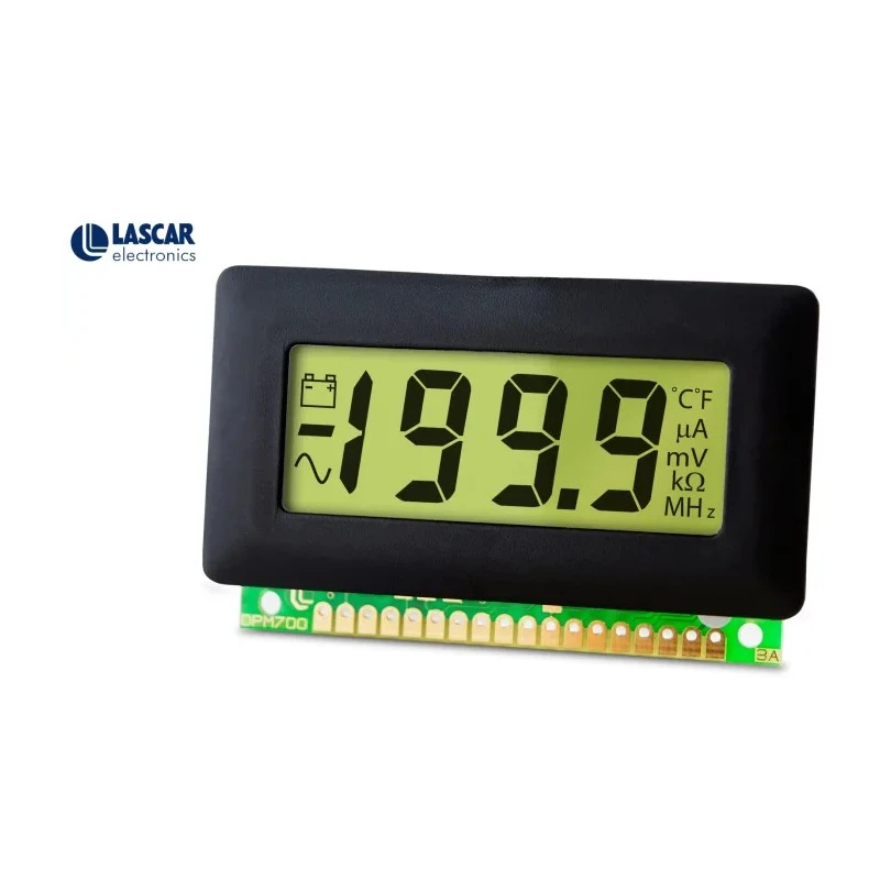 Lascar 8556 Series Digital Voltmeter DC LCD Display 3.5-Digits ±1 % 32 mm Cutout Width 62 mm DPM 700S-0