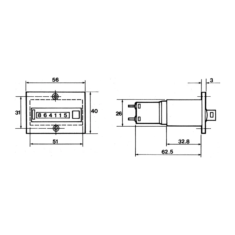 Hengstler 864 Series Digital Electromechanical Counter Panel Mount 6 Digit 25 Hz 24V DC 0 864 165