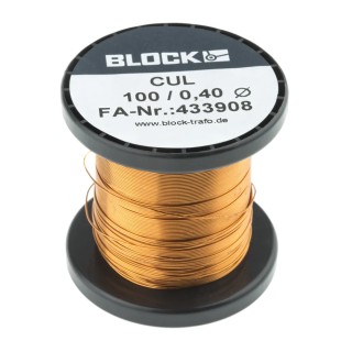 Block 0.4 mm OD Copper Wire 0.13 mm² Enamelled 69 m Reel CUL100/0.40