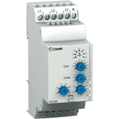 Crouzet Monitoring Relay 3 Phase DPDT DIN Rail 0.3 to 30s Time Delay H3USN 84873221