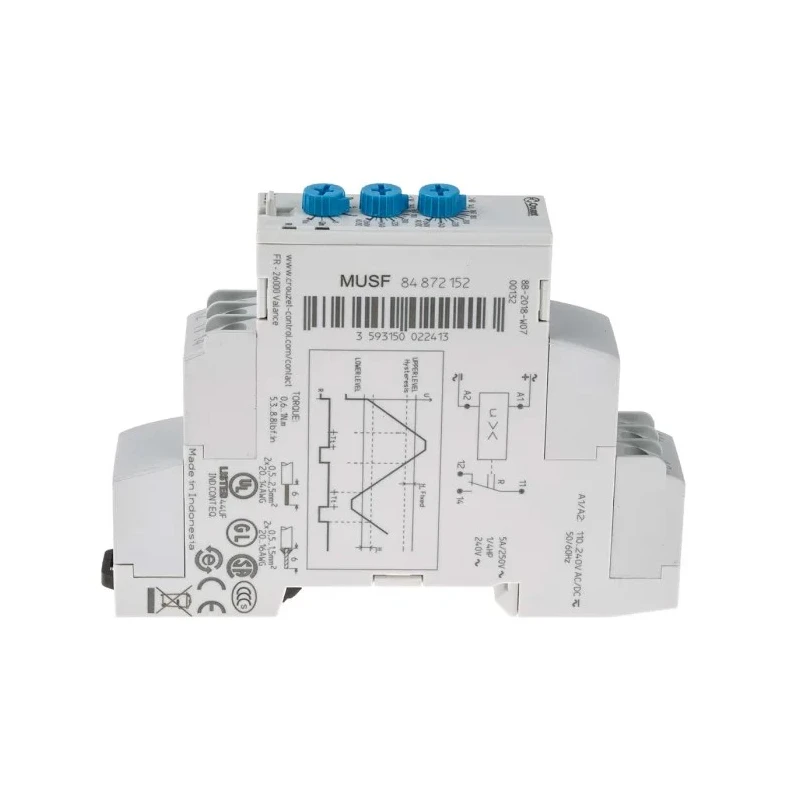 Crouzet Monitoring Relay, 1 Phase, SPDT Contact, DIN Rail Mount, 260V AC/DC Power Control MUSF Series 84872152