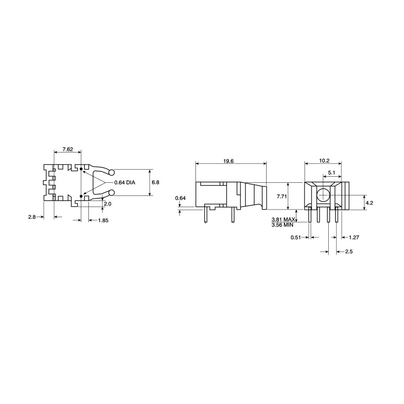 Broadcom Fibre Optic Transmitter Round Versatile Link Connector 660 nm 5 MBd 7.6 mm x 12.2 mm x 18.8 mm HFBR-1521Z