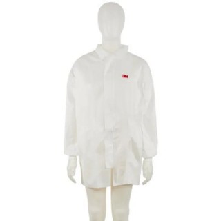 3M White Unisex Lab Coat Lightweight Laminate Zipper Closure Size S 4440ZS
