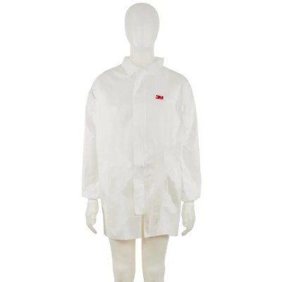 3M White Unisex Lab Coat Lightweight Laminate Zipper Closure Size S 4440ZS
