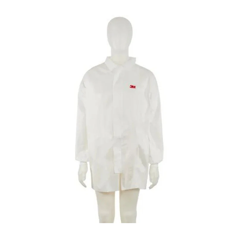 3M White Unisex Lab Coat Lightweight Laminate Zipper Closure Size S 4440ZS
