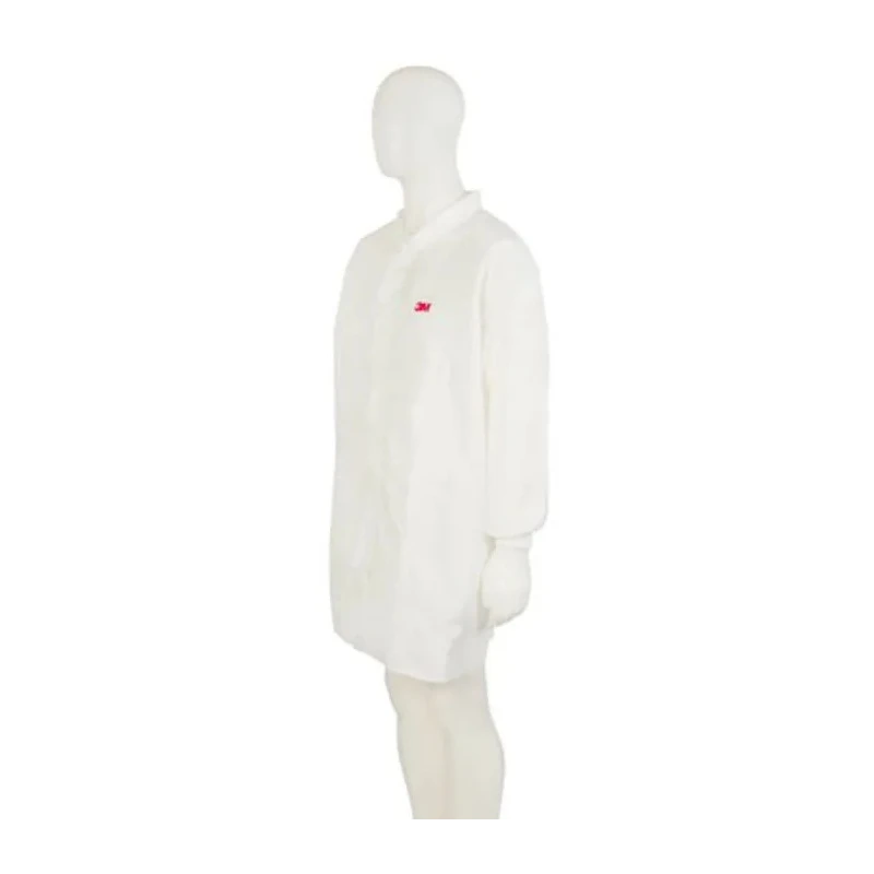 3M White Unisex Lab Coat Lightweight Laminate Zipper Closure Size S 4440ZS