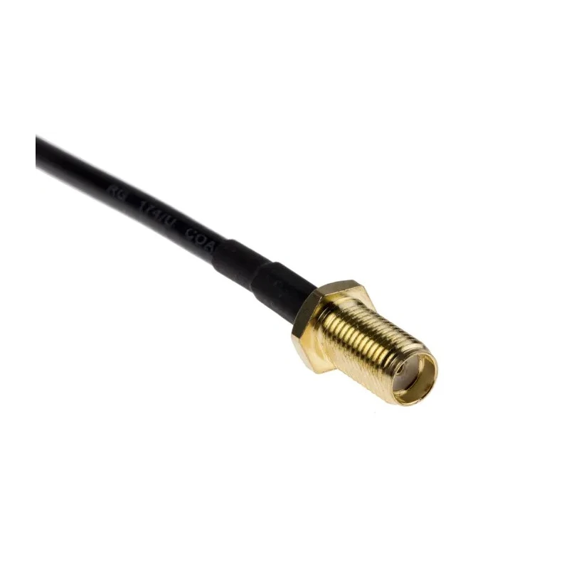 LPRS Coaxial Cable MMCX Male Straight to SMA Female Straight Bulkhead, 100 mm 50 Ω LPRS-MMCX-S-M-100-SMA-S-F-B