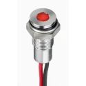 RS PRO Red Panel Mount Indicator, 1.8V DC, 3.3V DC, 20mA, Lead Wire Termination, IP67, Flush Bezel, Silver 171-3770