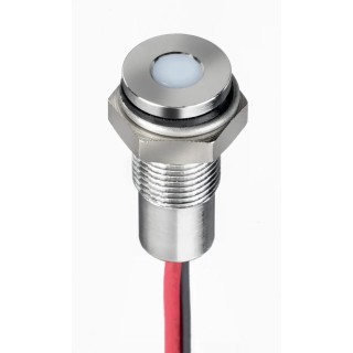 RS PRO White Panel Mount Indicator 10.8V dc, 13.2V dc, 20mA, Lead Wire Termination, IP67, Flush Bezel 171-3782